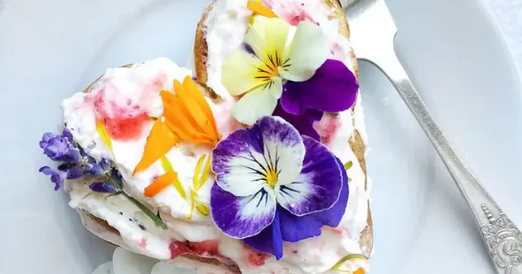 heart with edible flowers